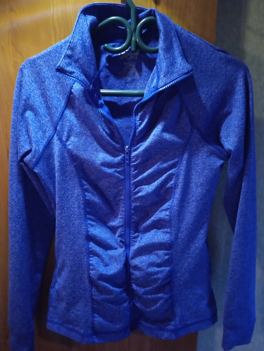 Acx Sport Royal Blue Ruched Zip-Front Utility Jacket